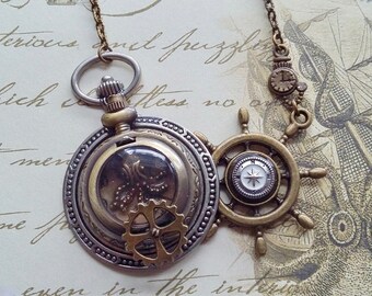 Collier Gothique Steampunk Unique - Bronze, Rouages Et Poulpe (Kraken), Pièce OOAK