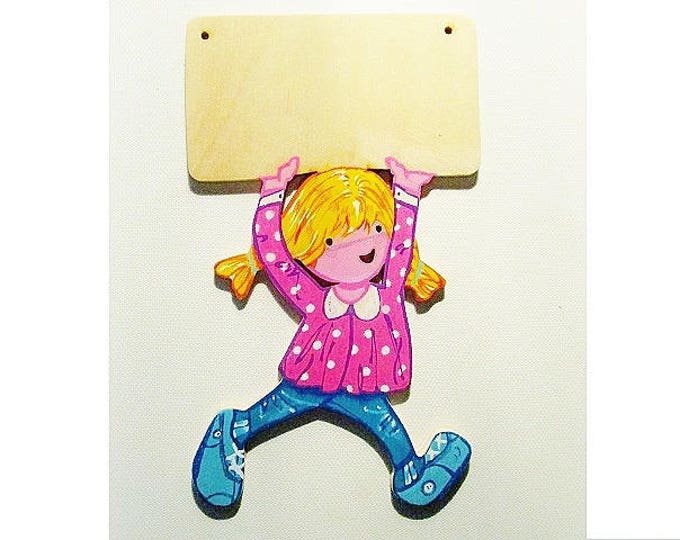 Door, customize girl hand-painted wood sign.