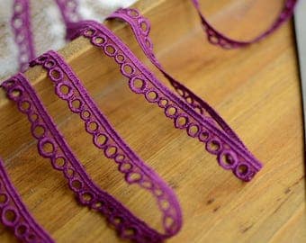 Guipure lace embroidered purple Largeur1.2cm L012008