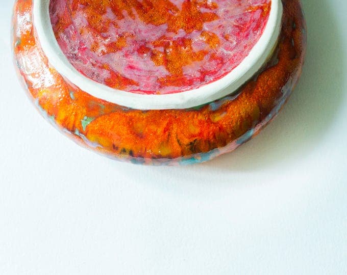 Orange ceramic fruit bowl, Home Decor, Vase, Orange Bowl, Ceramic fruit vases, Contemporary design, Multicolor Ceramic, Housewarming gift