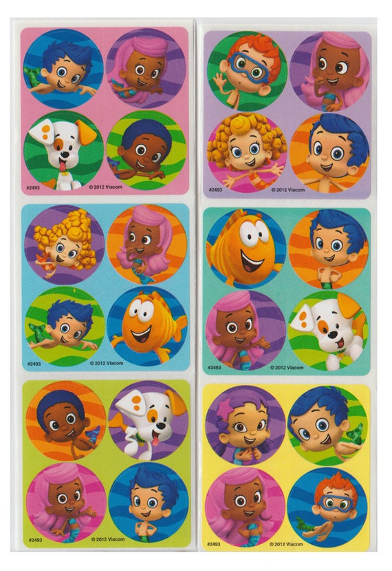 80 Bubble Guppies Mini Stickers 1.2 Round Each