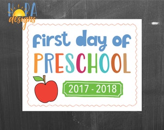 First Day of Preschool Sign - 1st Day of PreK Printable Sign - Photo Props - PreK Sign - Instant Digital Download - Back to School