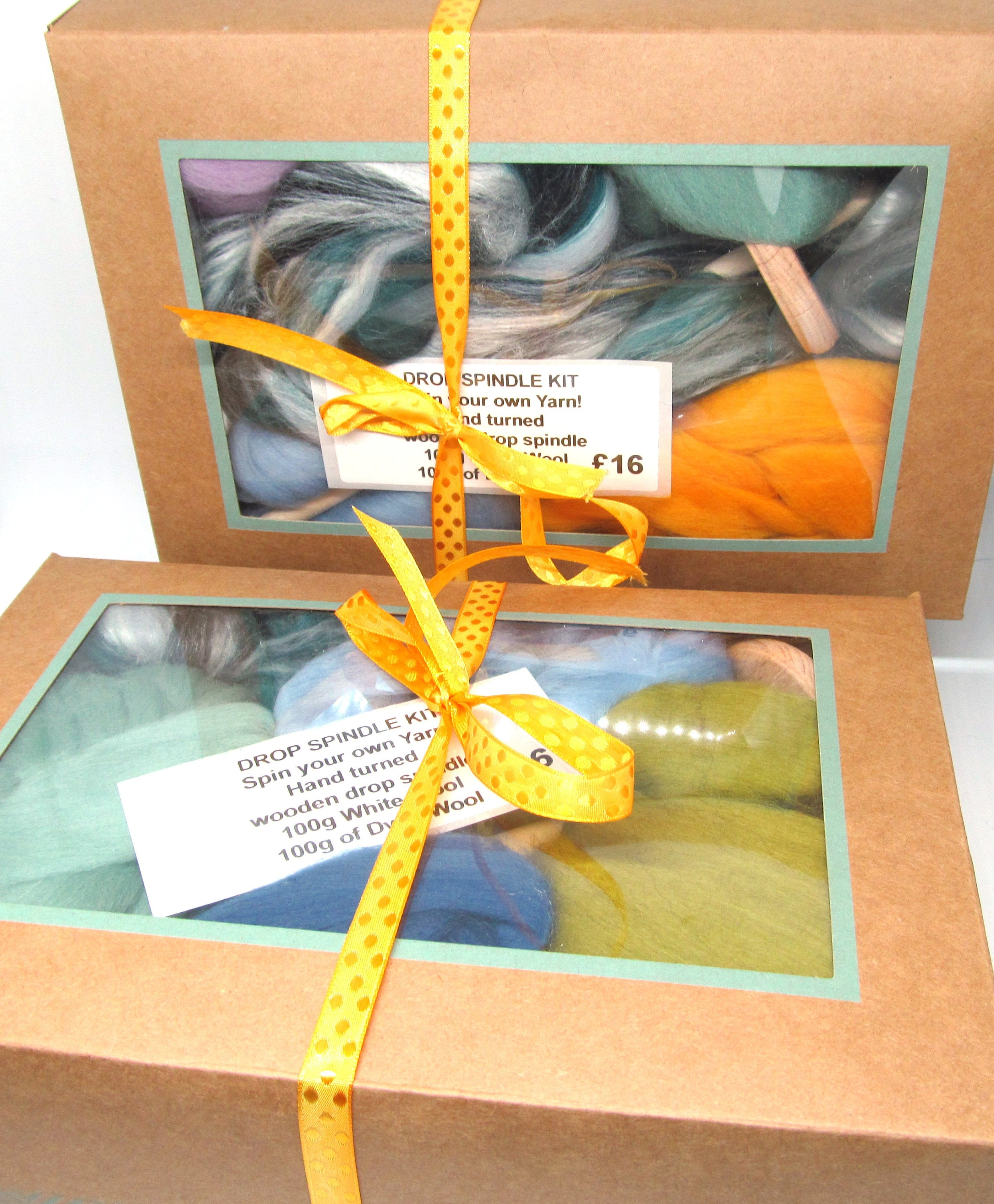 Drop Spindle Kit 200g 7oz Fibres Learn to Spin your own Yarn Gift Set