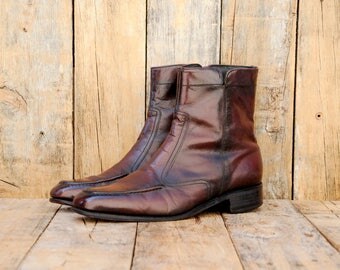Beatle Boots, Mens Us 8.5, Uk 8, Eu 41, 1960s, Leather Ankle Boot, Square Toe Boot, Oxblood Boots, Mens Ankle Boots, USA made, Hipster Boot