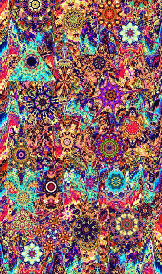 Textile Artist Made Decor Cotton Fabric Large Panel Kaleidoscope Quilting