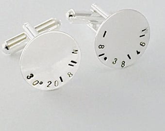 SUMMER SALE Personalized Cufflinks, Valentines Day Gifts for Him, Latitude Longitude Cuff Links, Coordinates Cufflinks, custom coordinates,