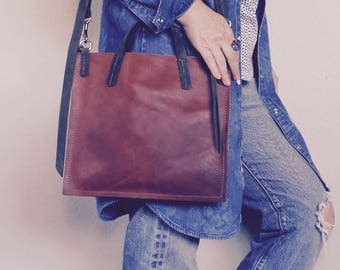 SAMPLE///Minimalist Satchel with Clip on Adjustable Strap in Solid Brass