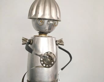 Found Object Art Recycled Robot Assemblage Sculpture One Of A Kind Film Director Darcy