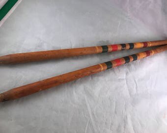 Pair of Vintage Wooden Croquet Stakes