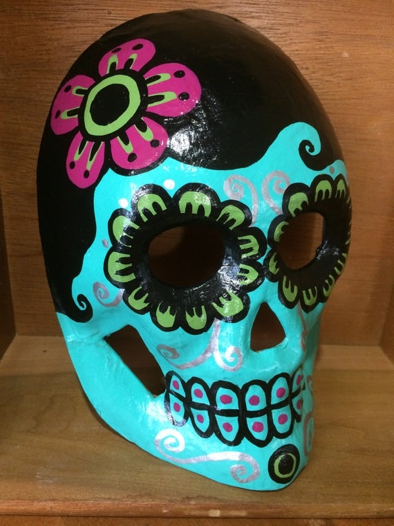 Day of the Dead Skull mask handpainted paper mache - My Sugar Skulls