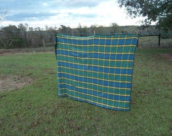 Plaid Wool Blanket | Wool Stadium Blanket | Primitive Farmhouse Rustic Cabin Decor Plaid PicnicThrow