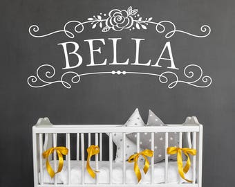 Girl's Name - Nursery Wall Decal - Custom Wall Decal - Personalized Decor - Girls Room Wall Sticker Lettering
