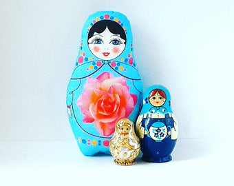 Matryoshka Plush, Fabric Russian Doll, Babushka Softie, Nesting Doll Decor, Stuffed Babushka Doll, Doll Ornament