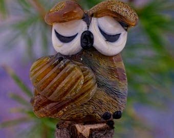 Gemma...... lampwork owl bead............ sra