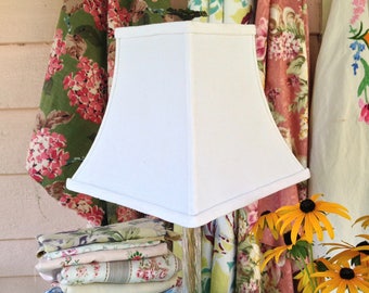 Linen Lamp Shade Square Bell Lampshade - 4x8x8.5 Vintage Fabric Handmade Shade - Vintage Linen