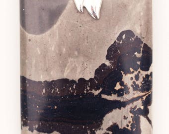 Chohua Jasper aka Chinese Painting Jasper Rectangular-Shaped Pendant for Healthy Detachment