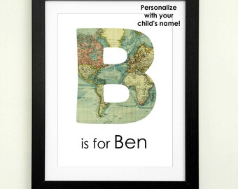 Boys wall art baby boy nursery travel adventure nursery theme custom name print personalized baby nursery map decor nursery decor boy