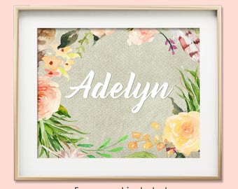 Peach gray grey nursery decor baby girl nursery wall art personalized baby shower gift boho nursery decor custom nursery decor girl