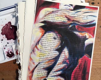 Male Torso Twisting on Vintage Book Paper by Artist Brenden Sanborn