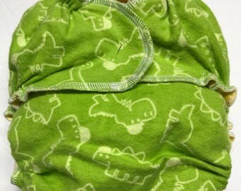 MamaBear One Size Fitted Cloth Cotton Flannel Diaper - Hard Hat Dinosaurs