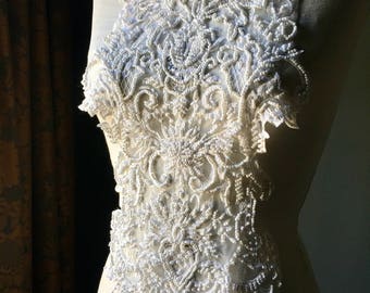 IVORY Applique Beaded for Illusion Gowns, Lyrical Dance, Ballet, Bridal, Costumes