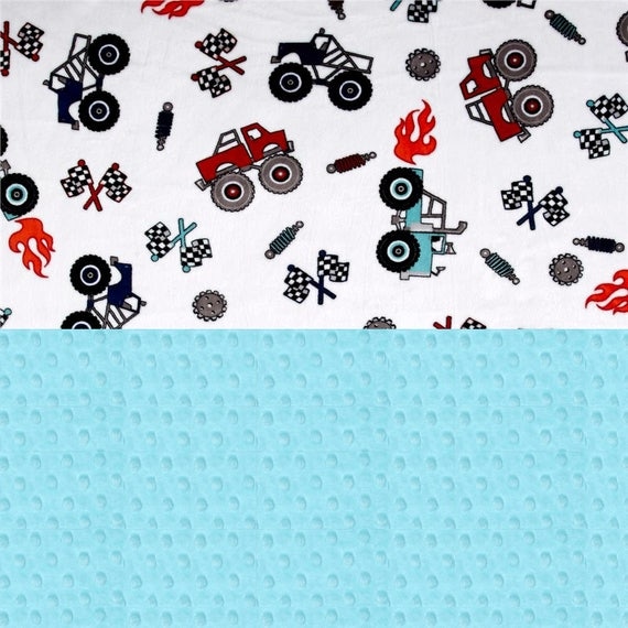 Personalized Baby Blanket - Monster Truck Minky Baby Blanket Boy, Name Blanket // Truck Blanket / Baby Shower Gift