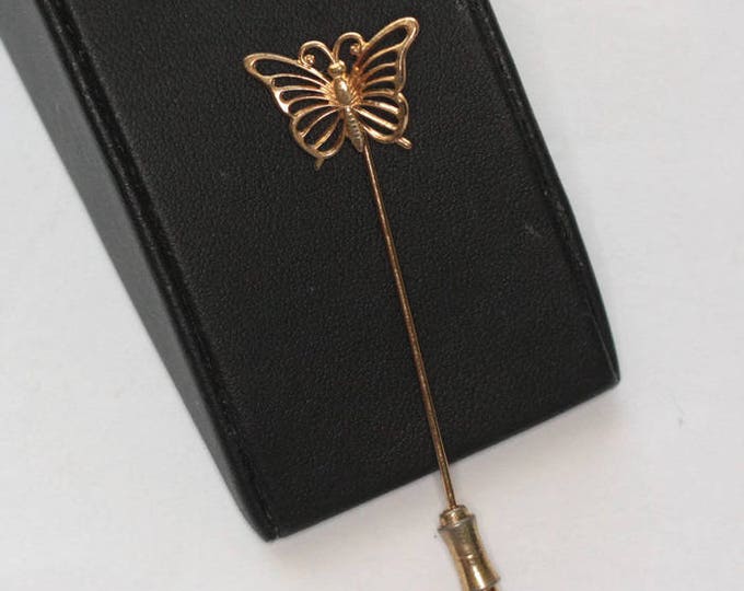 Beau Sterling Butterfly Stickpin Vermeil Gold Wash Finish Vintage