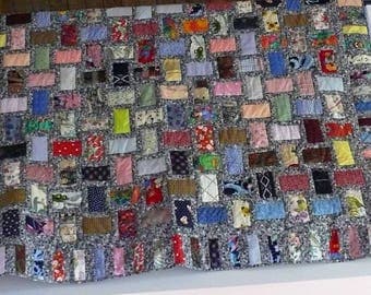 Nickle Bricks Scrap Pieced Lap Throw Quilt