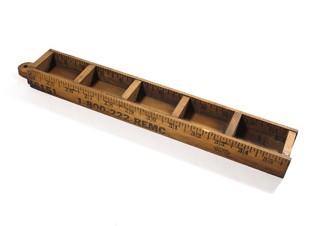 Vintage Wooden Ruler Wall Display Box