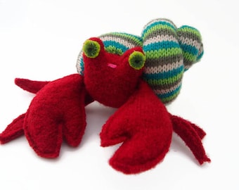 Toy hermit crab, waldorf toy, eco friendly toy