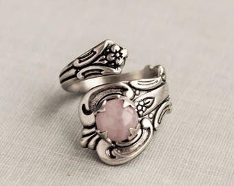 VACATION SALE- Rose Quartz Spoon Ring