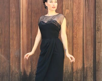 1950s Jean of California Illusion Dress