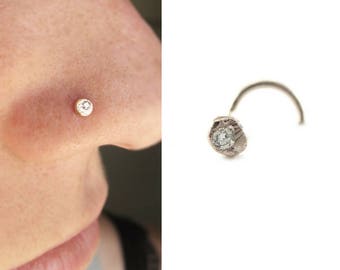 platinum diamond Pebble Nose Stud | recycled diamond | platinum nose stud | platinum nose pin | recycled platinum | diamond nose stud