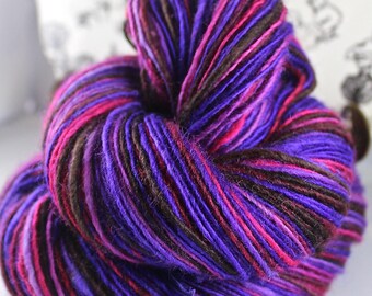 Handspun Yarn Gently Thick and Thin DK Single Blue Faced Leicester 'Violet Hill' Sweet Georgia Yarn