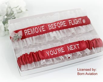 REMOVE BEFORE FLIGHT® Garter Set - Pilot Garter set - Air Force Wedding Garter set - You're Next Garter - Aviation Garters.