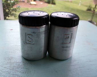vintage 1950's Aluminum Salt and Pepper Shakers Set Retro Kitchen ware Turner Specialty