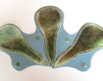 THREE Thong Reusable Cloth Liners - "moss"