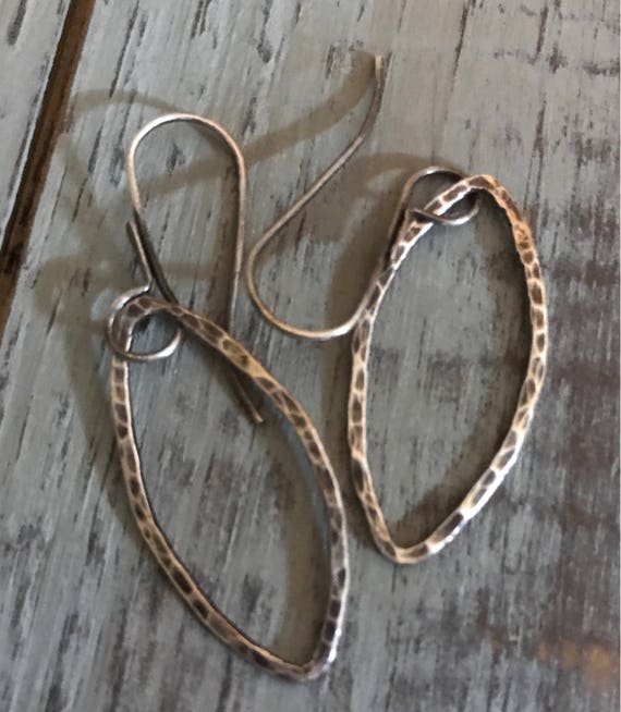 Everyday silver earrings hoops - silver flower earrings dangle hoops