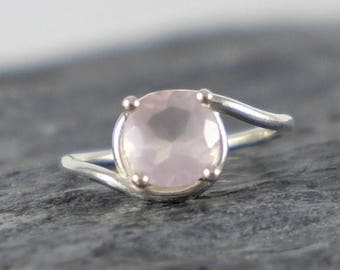 Rose Quartz Engagement Ring, Rose Quartz Ring, Love Gemstone Ring, Sterling Silver Ring Romantic Gift For Girlfriend - MADE TO ORDER