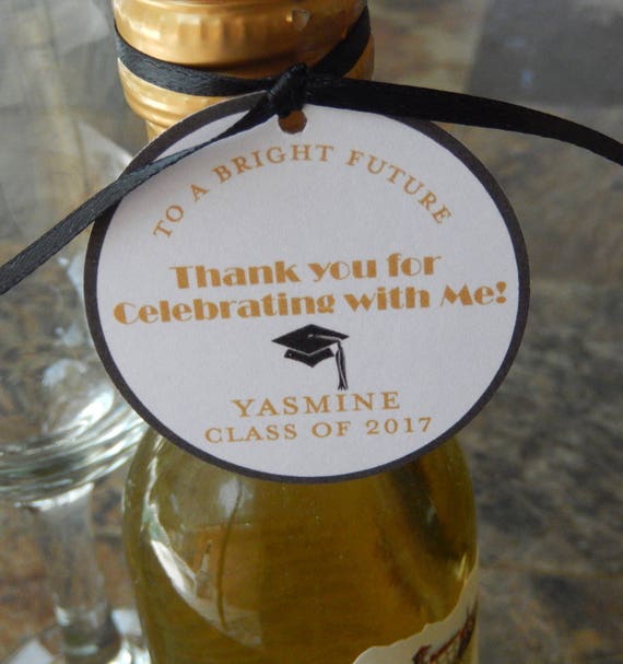 30 Graduation Custom 2" Thank You Favor Tags for your Mini Wine