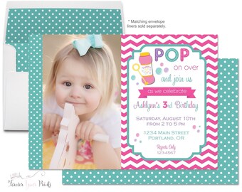 Bubble Party Invitation - Bubble Birthday Invitation - Bubble Party Invite - Girls Bubble Party - Girls Birthday - Summer Birthday