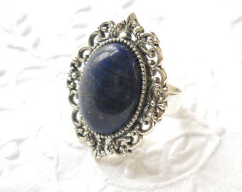 lapis lazuli ring bohemian ring adjustable ring gemstone jewelry gemstone ring silver ring blue ring blue stone ring