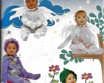 Butterick P452 Infants Toddler Baby Footed Sleeper Halloween Costume Sewing Pattern Flower Angel Strawberry UNCUT S, M, L, XL