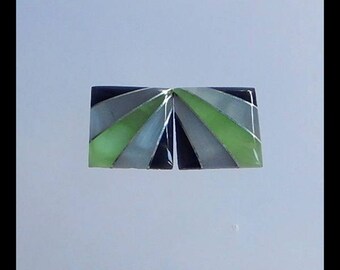 New,Cymophane,Silver Thread Intarsia Cabochon Pair,14x3mm,2.8g(Cpa071)
