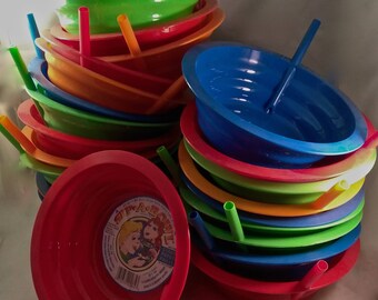 22 Plastic Cereal Bowl with Built-in Straw//Sip-A-Bowl//Straw Popote Paille//Bubble Painting//Soap Foam Prints//Blow Bubble Art//Kid Crafts