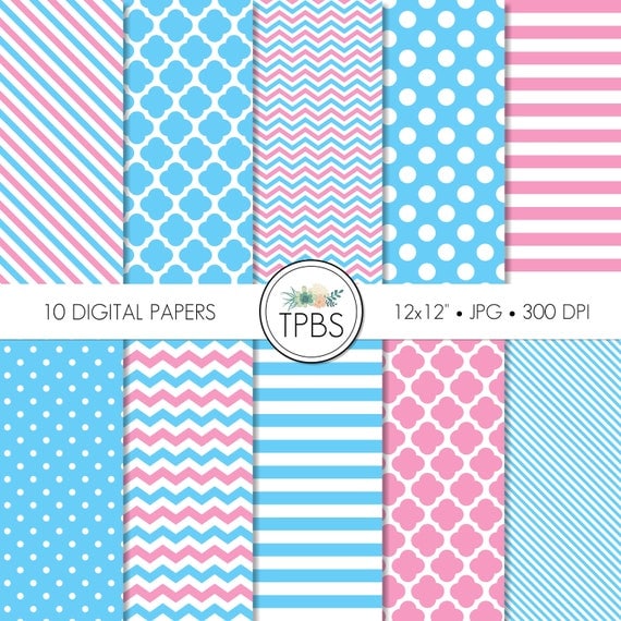 Pink And Blue Scrapbook Digital Paper Baby Shower Digital Paper Digital Paper Digital Paper Pack Digital Scrapbook Paper Patterned Paper By The Paper Blossom Shop Catch My Party
