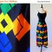 1/2 Off SALE Vintage 60s Maxi Skirt, Graphic Long Skirt, Primary Color Skirt