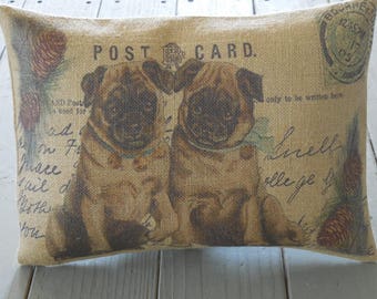 christmas pug pillow