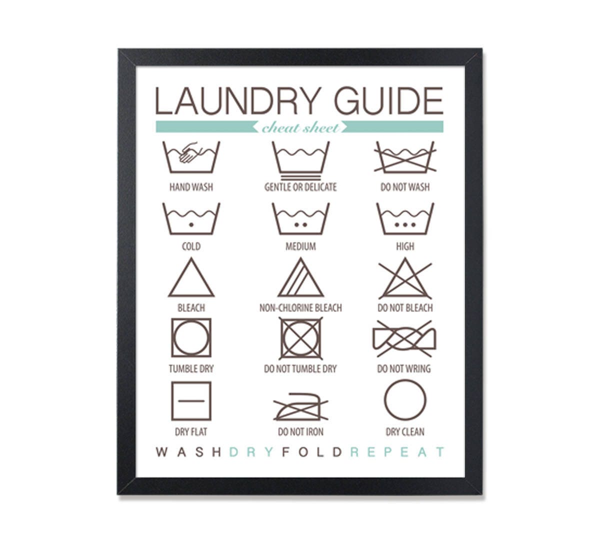 Laundry Guide Wall Art Laundry Instructions Laundry Symbols