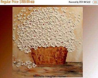 SALE Original abstract contemporary fine art palette knife floral painting by Nicolette Vaughan Horner